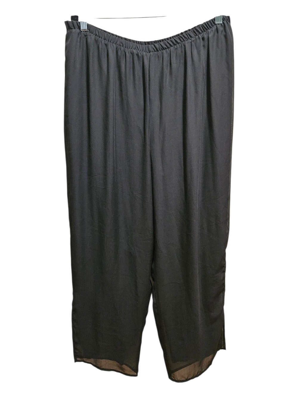 VTG Tradition Black Chiffon Split Palazzo Pants High Slit Wide Leg Size XL - Picture 2 of 9